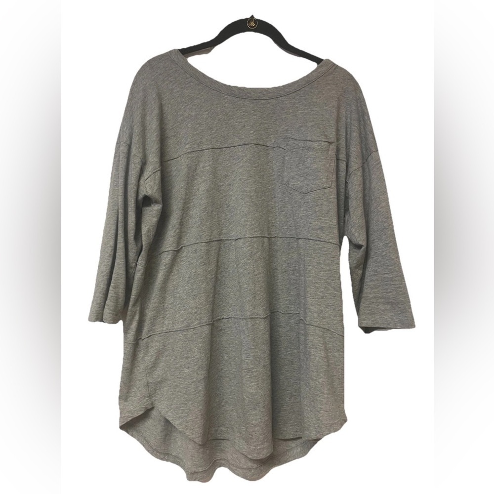 NWOT Soft Surroundings Tatum Top Relaxed 3/4 Sleeve Size M gray heather Cotton - Picture 2 of 8